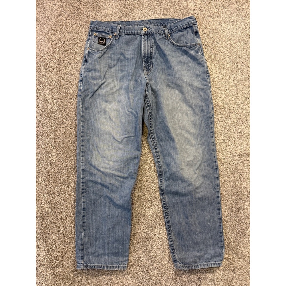 Cinch Jeans Mens‎ 38x32 Blue Black Label 2.0 Relaxed Straight Denim MB90633006 *
